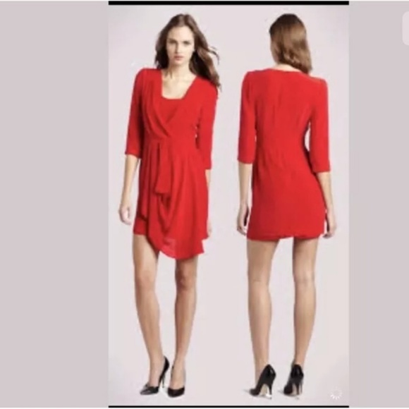 Aryn K. Anthropologie Red Silk Dress Size Small - Picture 1 of 5